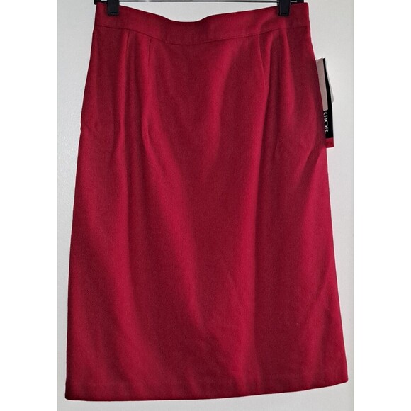 Sag Harbor Red Wool Skirt Back Button Zipper Slit Pleated‎ Pockets Lined Sz 14 - Picture 1 of 10